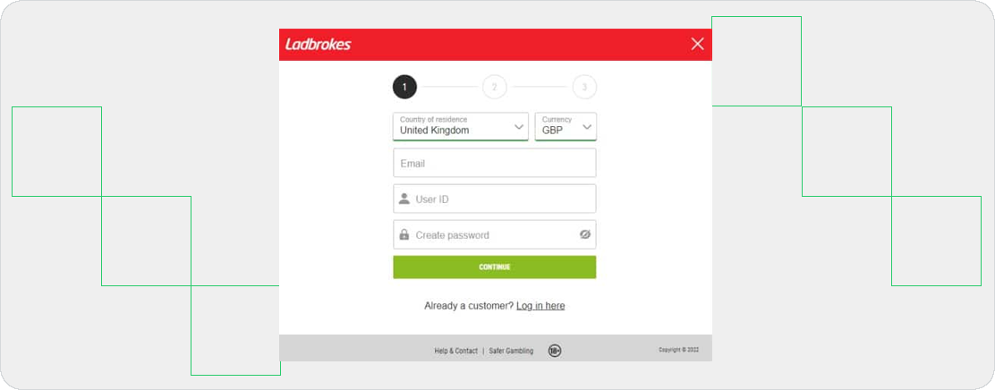 Ladbrokes Registration Step 1