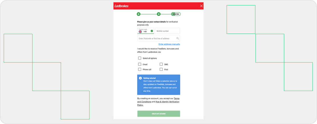 Ladbrokes Registration Step 3